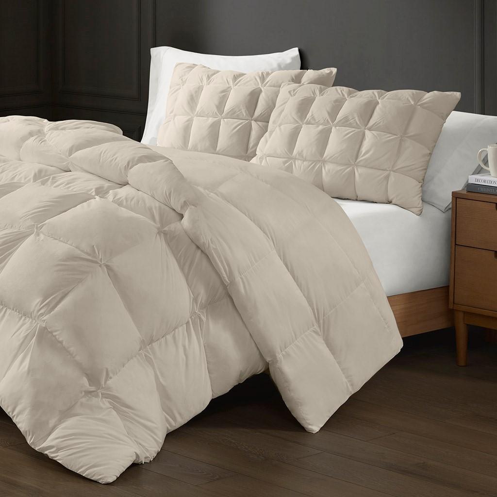 Luxuriously Soft Standard Overfilled Pillow Protector with 100% Polyester Microfiber, Zipper Closure, 3D Puff Stitching, 28" L x 20" W x 0.13" H, Beige