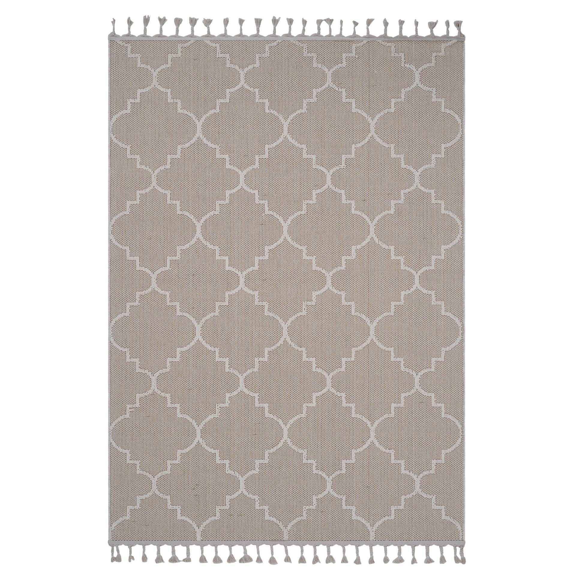 Naar 5x7 Indoor Outdoor Stain-Resistant Area Rug with Medium Pile Height, Kid and Pet-Friendly Carpet, 90" L x 63" W x 0.3" H, Ivory