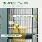 Large Bird Cage with 1.7 ft. Width for Wingspan, Bird Aviary Indoor with Multi-Door Design, Fit for a Canary, Finch, Conure, 55", Green
