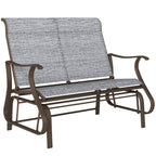 2-Person Outdoor Glider Bench, Patio Glider Loveseat Chair with Powder Coated Steel Frame, 2 Seats Porch Rocking Glider for Backyard, Lawn and Garden, Mixed Gray