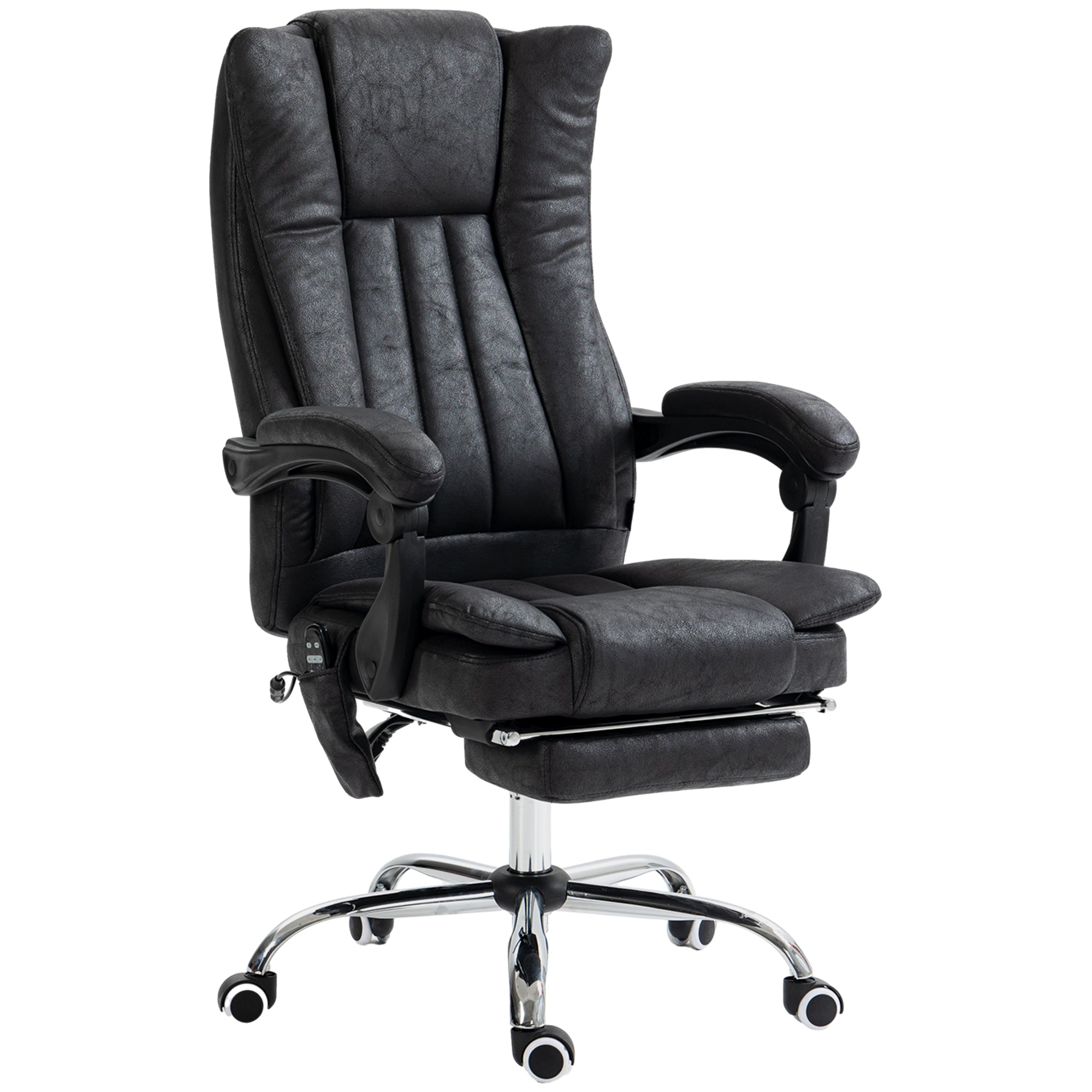 Massage Office Chair, 6 Points and Heat, Reclining Computer Chair with High Back, Adjustable Height and Footrest, Black