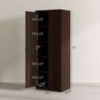 63" 2-Door Kitchen Pantry, Freestanding Cabinet with 2 Adjustable Shelves for Dining Room, Cinnamon Cherry Wood Grain