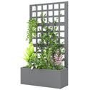Galvanized Raised Garden Bed Planter Box with Trellis for Climbing Plants, Vegetable, Vines, 24" x 9" x 44.5", Gray