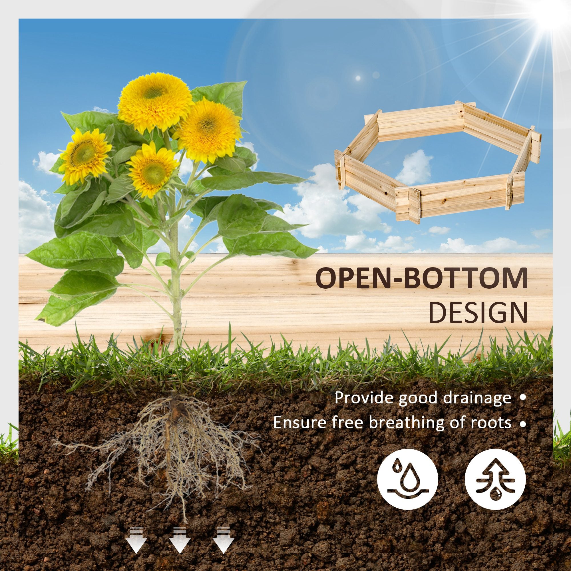 39'' x 36'' Screwless Raised Garden Bed, Hexagon Planter Box DIY Herb Garden