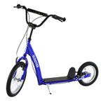 Youth Scooter Kick Scooter for Kids 5+ with Adjustable Handlebar 16" Front and 12" Rear Dual Brakes Inflatable Wheels, Blue