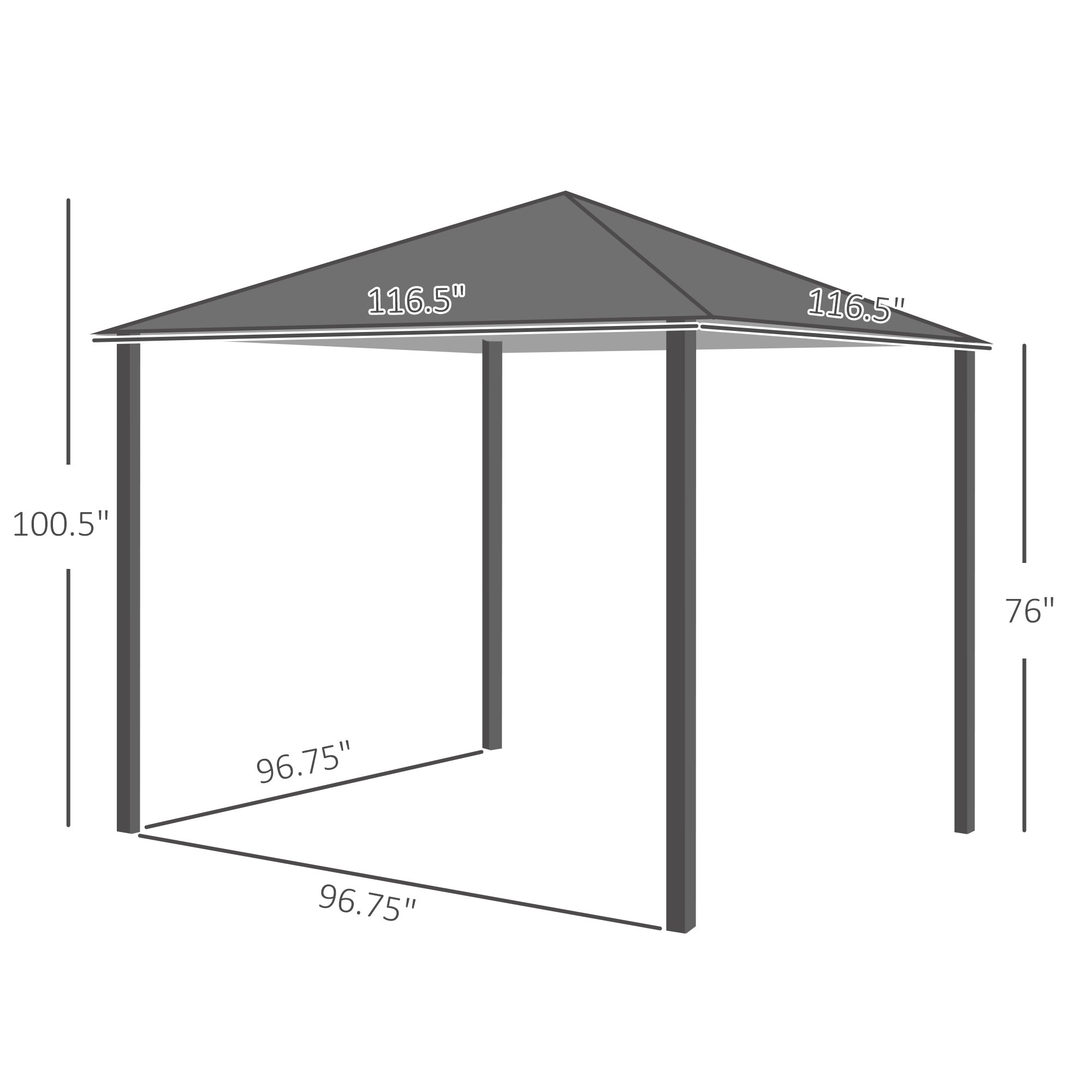 10' x 10' Patio Gazebo, Outdoor Gazebo Canopy Shelter with Netting & Curtains, Vented Roof, for Garden, Lawn, Backyard and Deck, Dark Gray