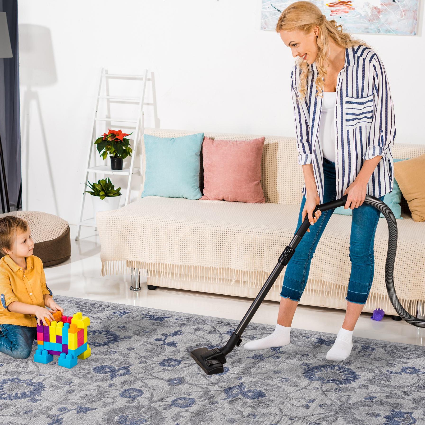 Naar 6x9 Stain-Resistant Area Blancket with Cotton Backing, Non-Shedding Design, Kid and Pet-Friendly Carpet, 93" L x 79" W x 0.35" H, Blue