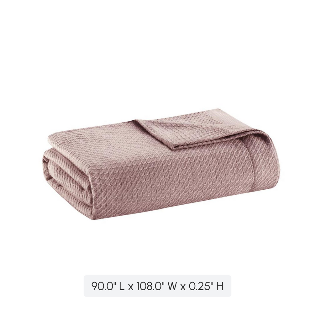 King Size Durable Egyptian Cotton Blanket with OEKO-TEX Certified, Machine Washable, Perfect for Any Room, 108" L x 90" W x 0.25" H, Rose