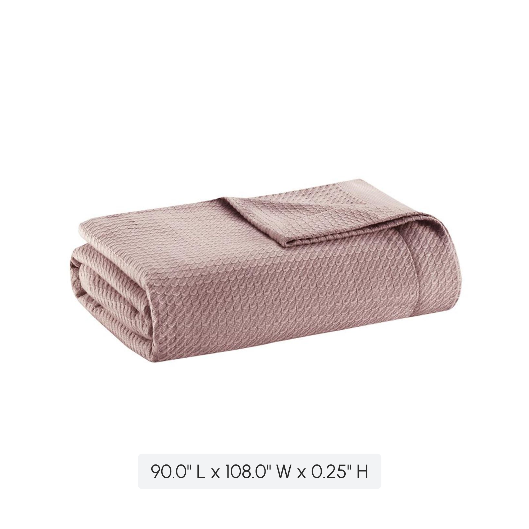King Size Durable Egyptian Cotton Blanket with OEKO-TEX Certified, Machine Washable, Perfect for Any Room, 108" L x 90" W x 0.25" H, Rose