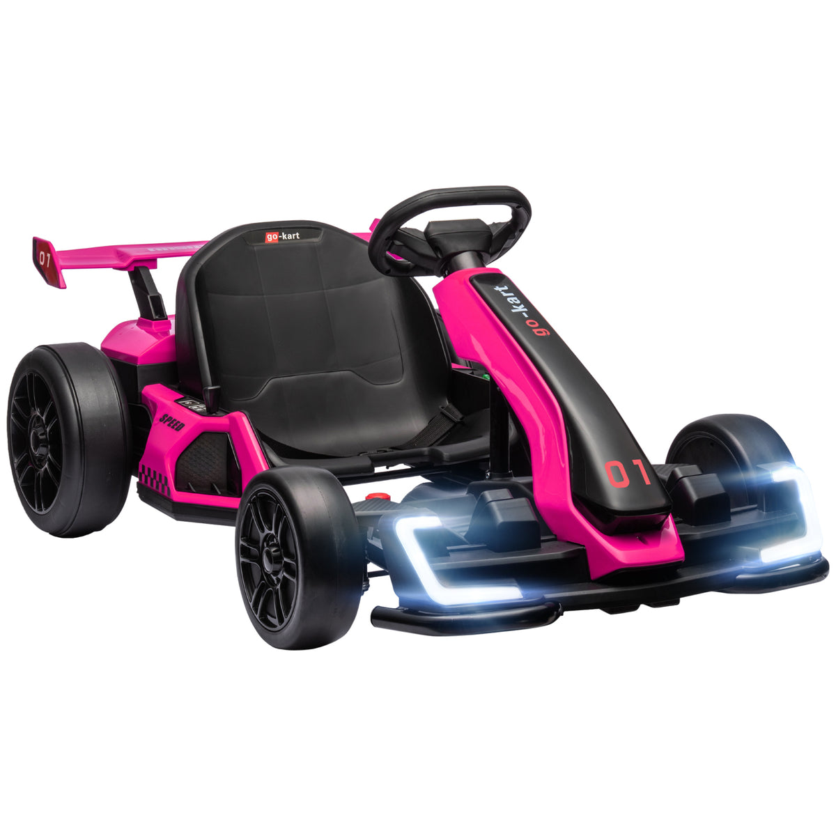 24V 7.5 MPH Electric Go Kart with Adjustable Seat, Slow Start, Pink