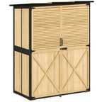 Wood Storage Shed, Outdoor Garden Shed with Asphalt Roof, 2 Shelves, Lockable Doors and Adjustable Feet, Natural