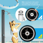 7ft Outdoor Solar Heated Shower with 360 Rotating Shower Head, Foot Shower Faucet, Temperature and Pressure Adjustable, Holds 9.2 Gallons for Backyard Pool