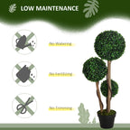 35.5" Artificial Plant for Home Decor Indoor & Outdoor Fake Plants Artificial Tree in Pot, Ball Boxwood Topiary Tree for Home Office, Living Room Decor, Set of 2, Green