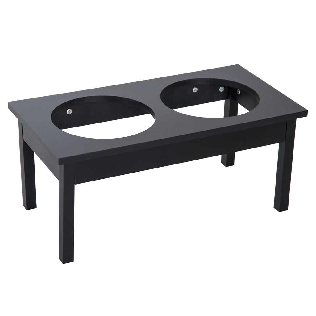 23" Wooden Heavy Duty Dog Food Bowls Pet Elevated Feeding Station -Black