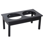 23" Wooden Heavy Duty Dog Food Bowls Pet Elevated Feeding Station -Black