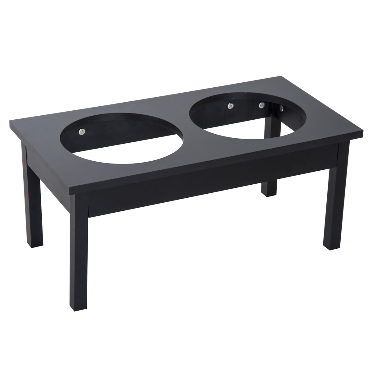 23" Wooden Heavy Duty Dog Food Bowls Pet Elevated Feeding Station -Black