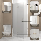 36" Bifold Shower Door with Safety Film and Water-Blocking Strips, Bathroom Door with Stainless Steel Handle, 36" L x 0.5" W x 72" H, Chrome