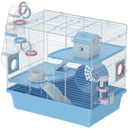 Hamster Cage, 3-Tier Small Animal Cage with Exercise Wheel, Food Bowl, Water Bottle, House, Tunnels, Ramps