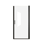 28" Pivot Shower Door with Safety Film and Raised Water-Blocking Strip, Tempered Glass with Stainless Steel Handle, 28" L x 0.5" W x 72" H, Matte Black
