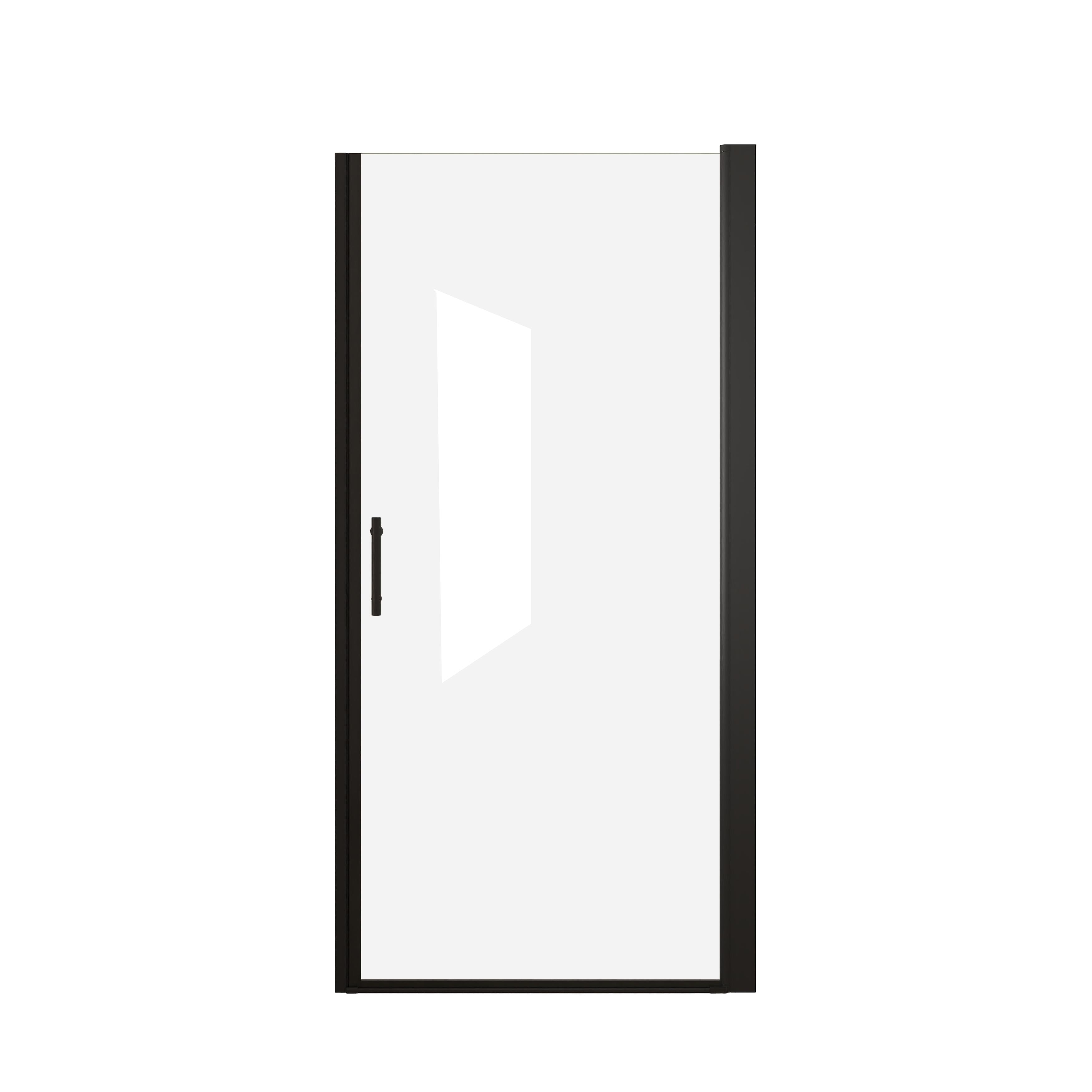 28" Pivot Shower Door with Safety Film and Raised Water-Blocking Strip, Tempered Glass with Stainless Steel Handle, 28" L x 0.5" W x 72" H, Matte Black