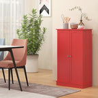 Kitchen Sideboard Cabinet, Large Kitchen Storage Cabinet w/ Double Doors & 5-tier Shelving for Home, Dining Room, Red