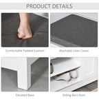 Entryway Shoe Bench Storage Ottoman with Sliding Doors, Adjustable Shelving, 6 Compartments, and Padded Seat, Holds 10 Pairs, White