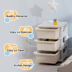 3 Drawers Kids Storage Unit, 3 Tier Stackable Toy Organizers and Storage Chest for Bedroom, Nursery, Playroom, Living Room, Boys, Girls, Toddlers, Cream White