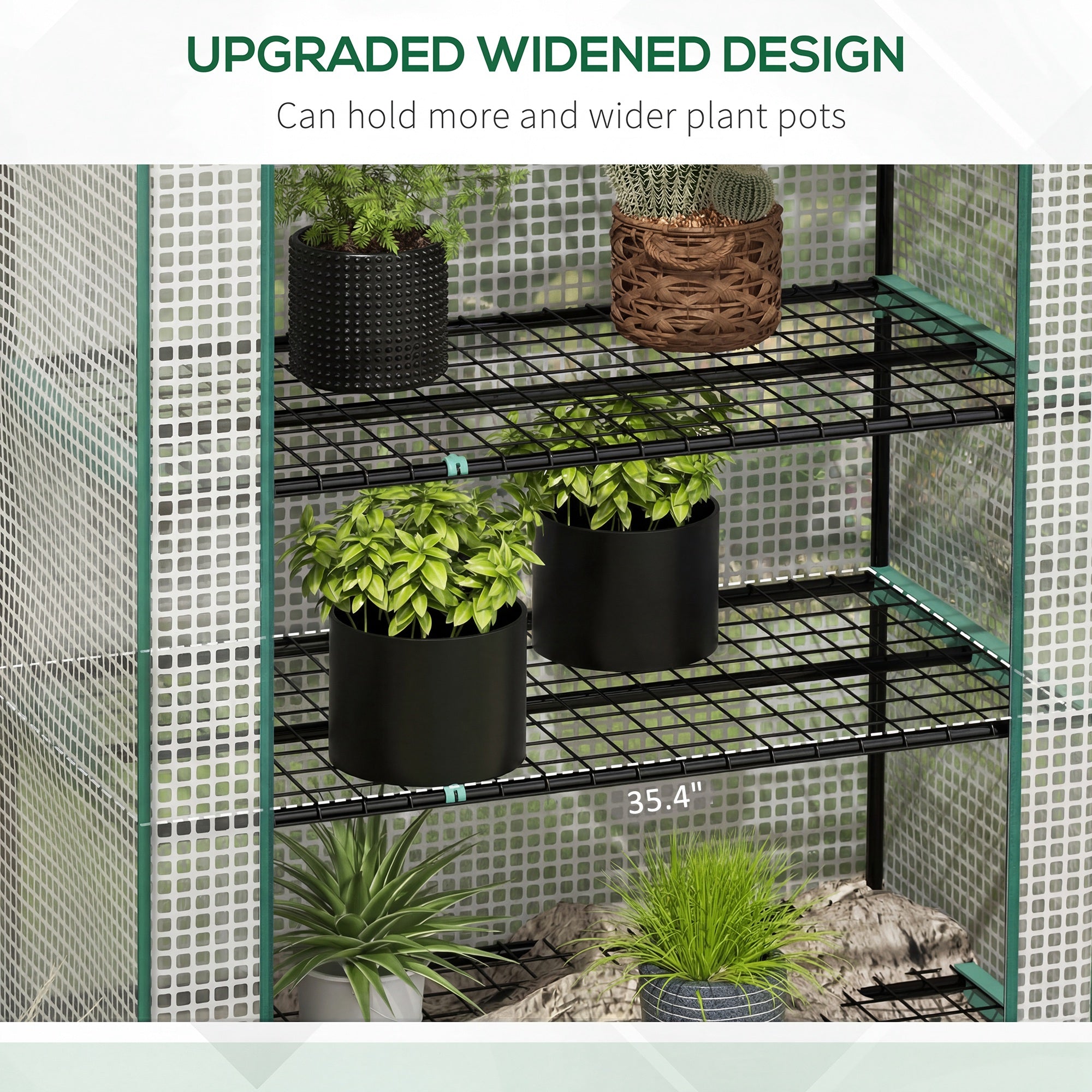 5 Tier Mini Greenhouse, Small Portable Greenhouse with PE Cover, Roll-Up Zippered Door, 76" x 35.4" x 19.3", White