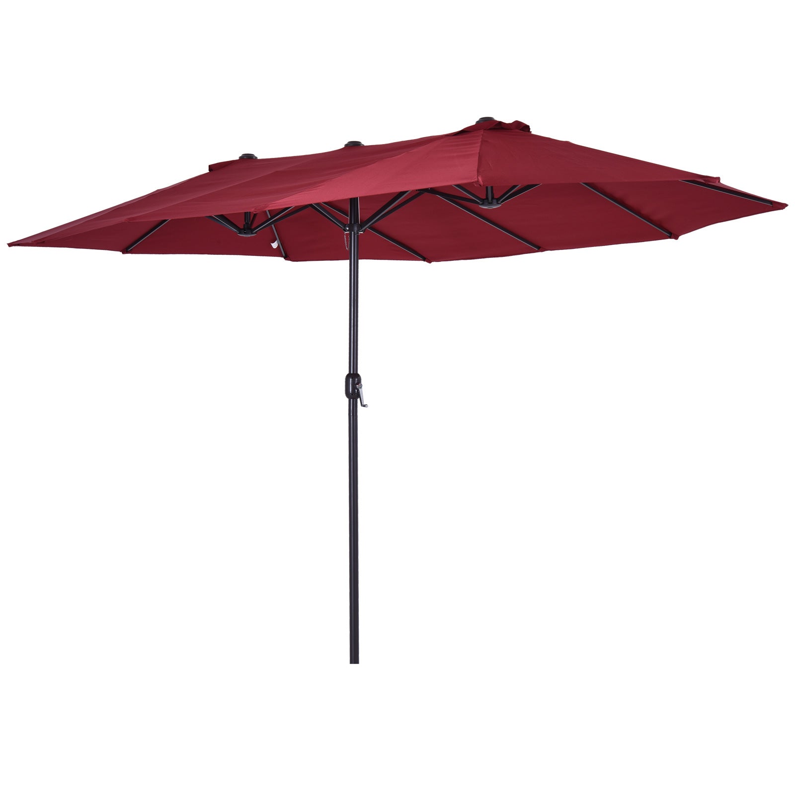 Extra Large 15 ft Patio Umbrella, Double-Sided Wide Outdoor Umbrella with Crank Handle and Air Vents for Backyard, Deck, Pool, Market, Wine Red