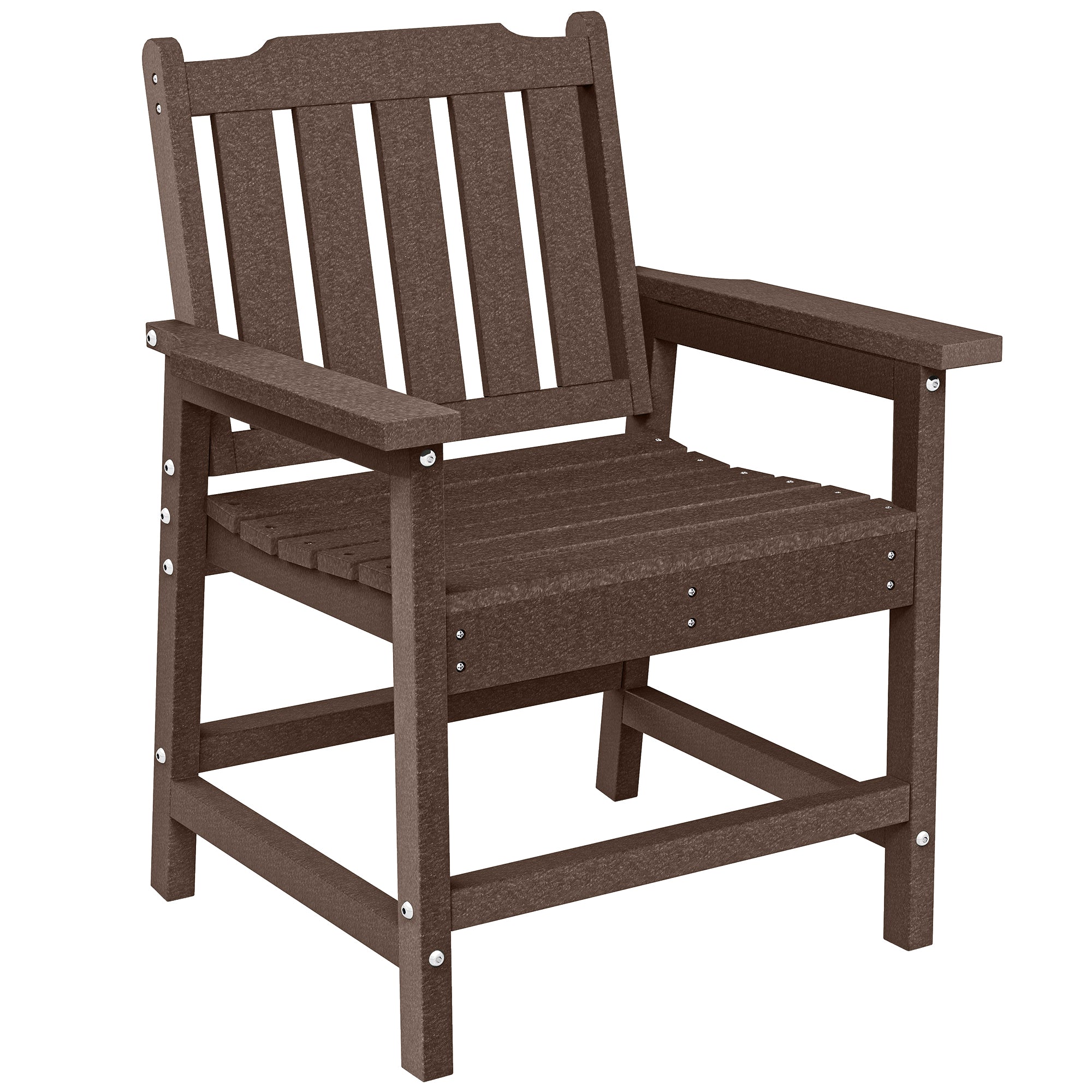 All-Weather Patio Chair, HDPE Patio Dining Chair, Heavy Duty Wood-Like Outdoor Furniture for Garden, Backyard, Deck, Porch, Lawn, Brown