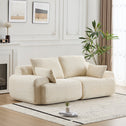 Compressed Sofa 2-Seater Large Sectional Couch with Pet-Friendly Corduroy Fabric, Two Seater Couch Memory Foam Sofa for Living Room, 84" L x 41" W x 28.5" H, Beige