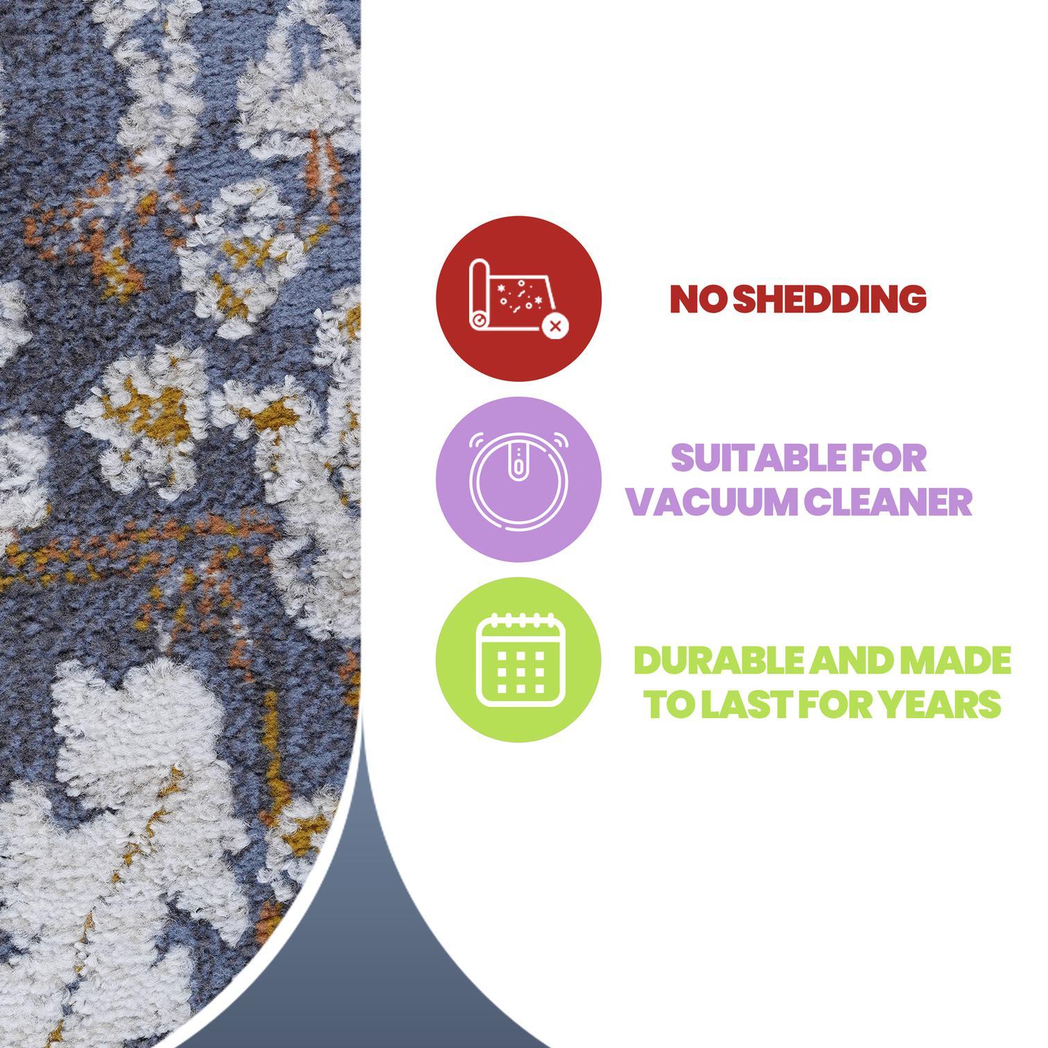 Naar 5x7 Traditional Stain-Resistant Area Rug with Non-Shedding Design and Cotton Backing, Kid and Pet-Friendly Carpet, 90" L x 63" W x 0.3" H, Blue