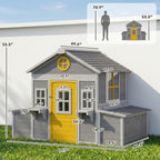 Wooden Chicken Coop, Hen House for 2-4 Hens, Outdoor Playhouse Poultry Cage with Nesting Boxes, Waterproof Roof, Windows