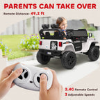Ride on Truck Car with 2-Seater, 24V Electric Car with 4 Motors, Remote Control, Spring Suspension for 3-8 Years, White