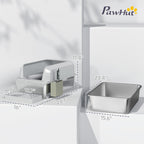 2 Pack Stainless Steel Litter Box with Metal Scoop & Scoop Holder, High Sided, Anti-Urine Leakage, Non-Sticky