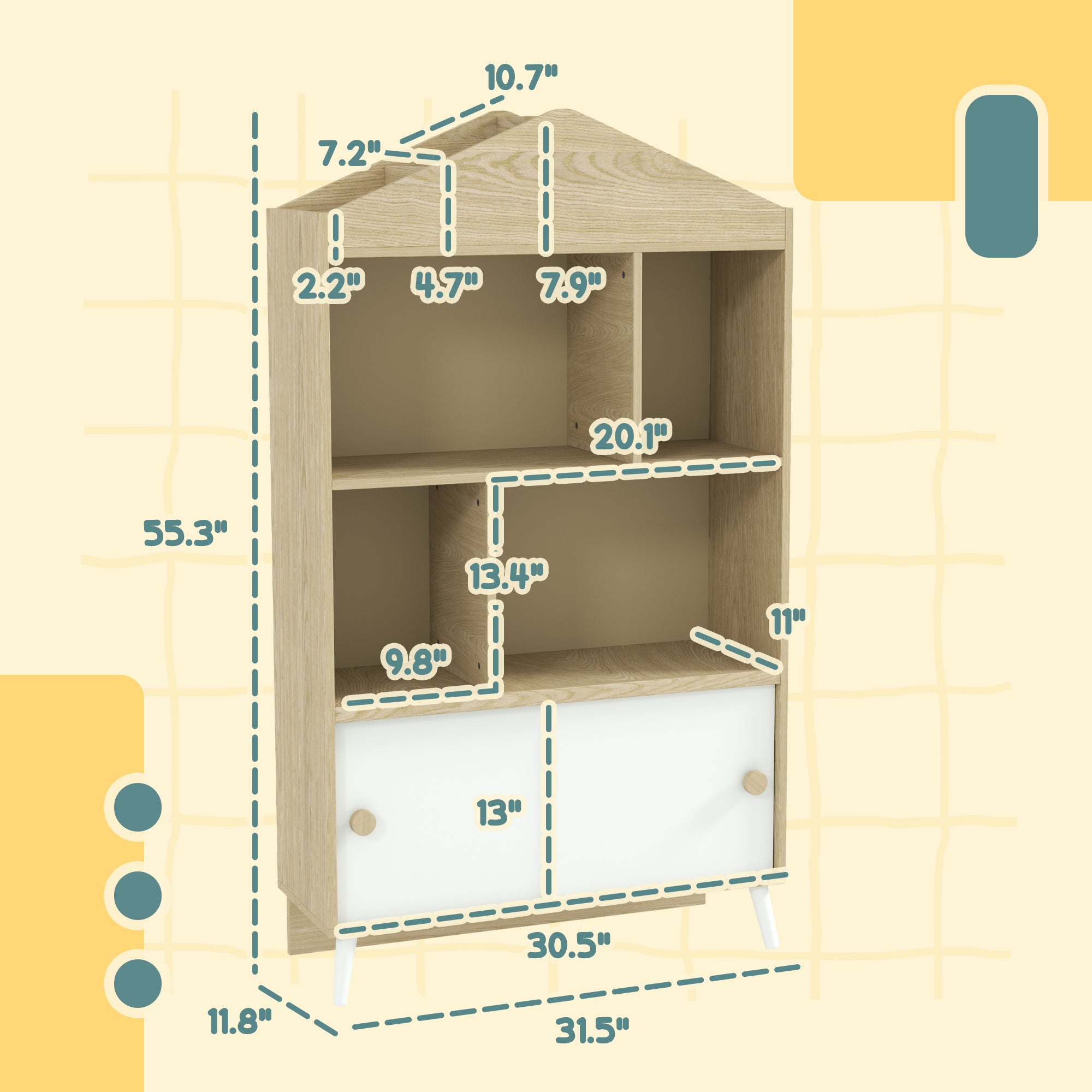4-Cubby Children's Toy Shelf, Kids Bookshelf and Toy Storage for Playroom, Children's Room, Living Room,