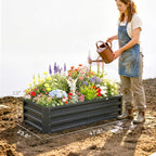 Galvanized Raised Garden Bed, 4' x 2' x 1' Metal Planter Box, for Growing Vegetables, Flowers, Herbs, Succulents, Gray