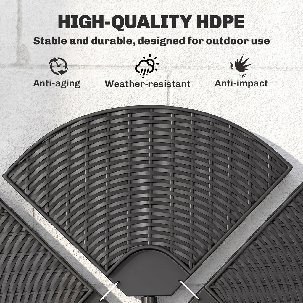 HDPE Material Patio Umbrella Base Weights Sand Filled up to 150 Lb. for Any Offset Umbrella Base | 4-Piece, Water or Sand Filled, All-Weather, Black (Round)