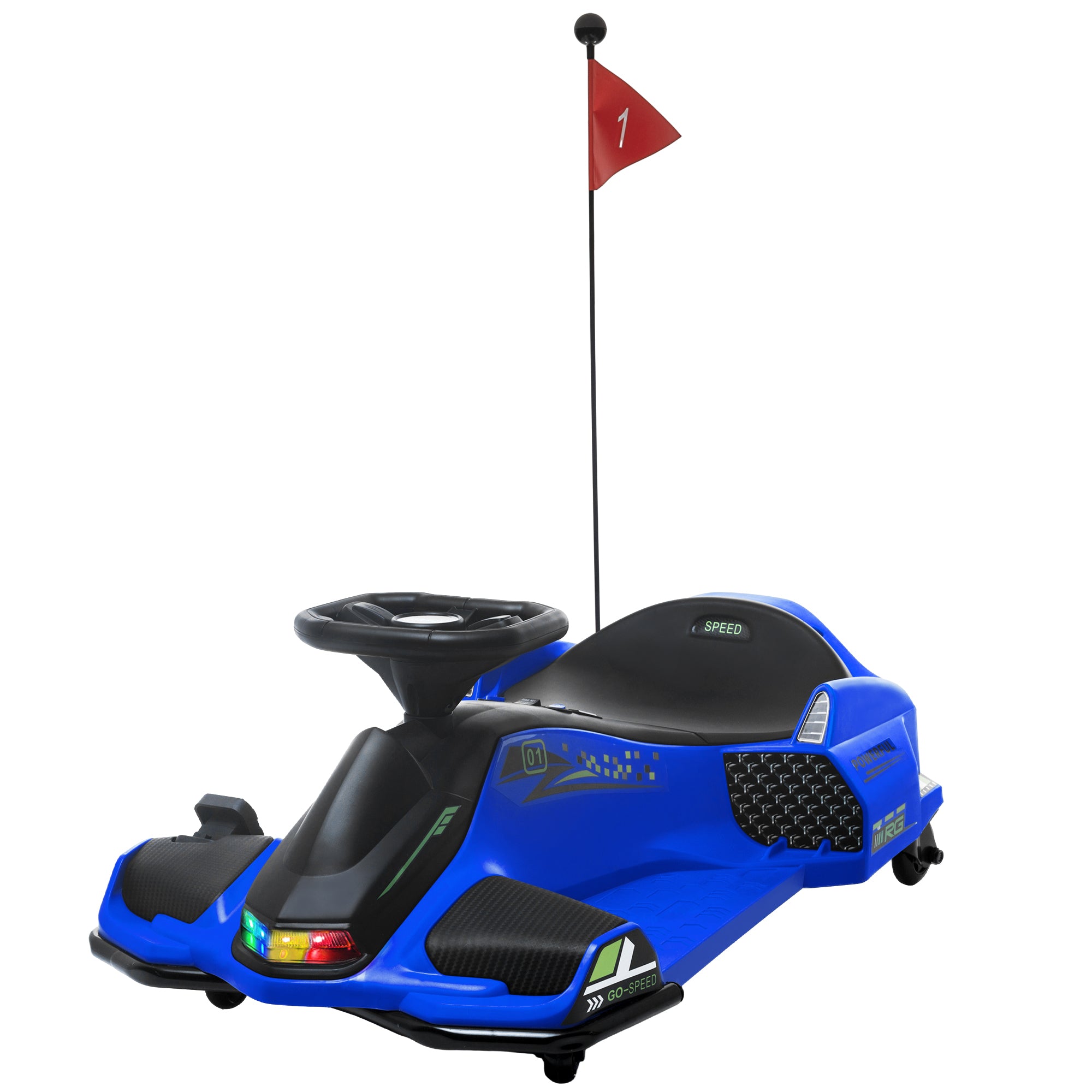 12V Electric Drifting Go Kart w/ Slow Start, Music, Lights, Blue