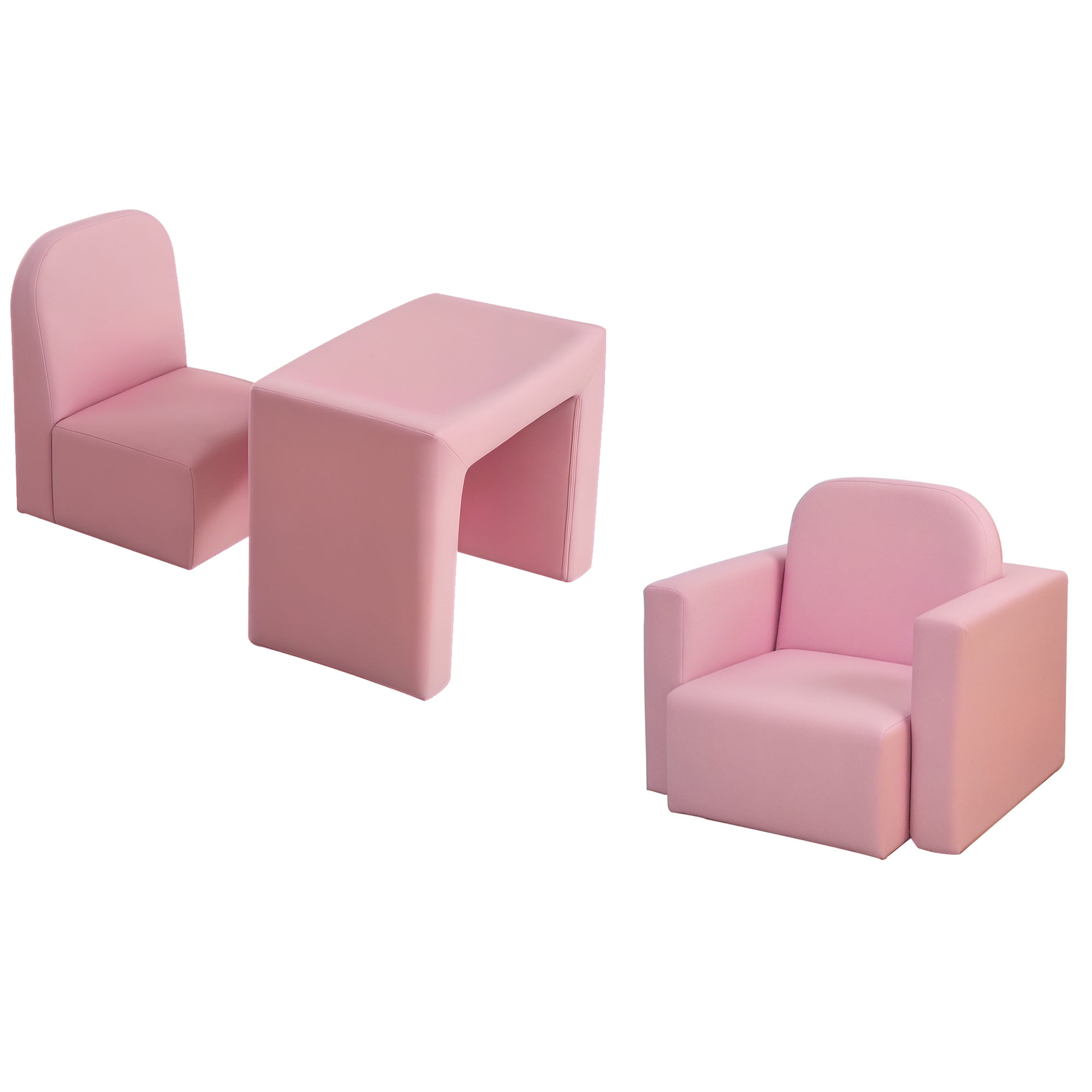 2-in-1 Convertible Table and Chair Set for Boys Girls for Boys Girls, Pink