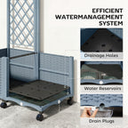 Planter Box with Trellis, Self Watering Raised Garden Bed with Lockable Wheels and Drainage Holes, Gray
