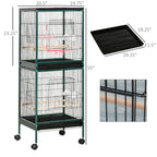 Large Bird Cage with 1.7 ft. Width for Wingspan, Bird Aviary Indoor with Multi-Door Design, Fit for a Canary, Finch, Conure, 55", Green