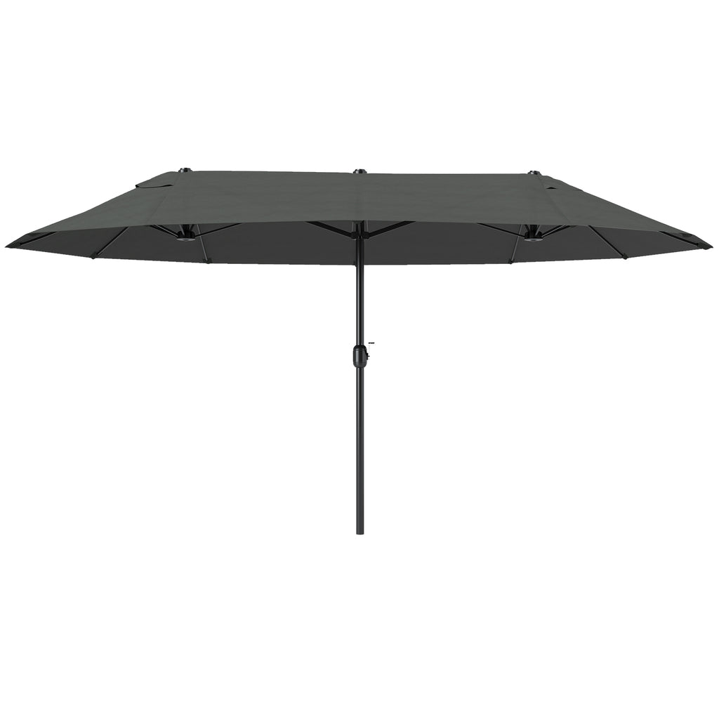 Extra Large 15 ft Patio Umbrella, Double-Sided Wide Outdoor Umbrella with Crank Handle and Air Vents for Backyard, Deck, Pool, Market, Gray