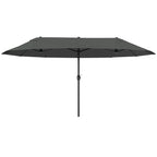 Extra Large 15 ft Patio Umbrella, Double-Sided Wide Outdoor Umbrella with Crank Handle and Air Vents for Backyard, Deck, Pool, Market, Gray