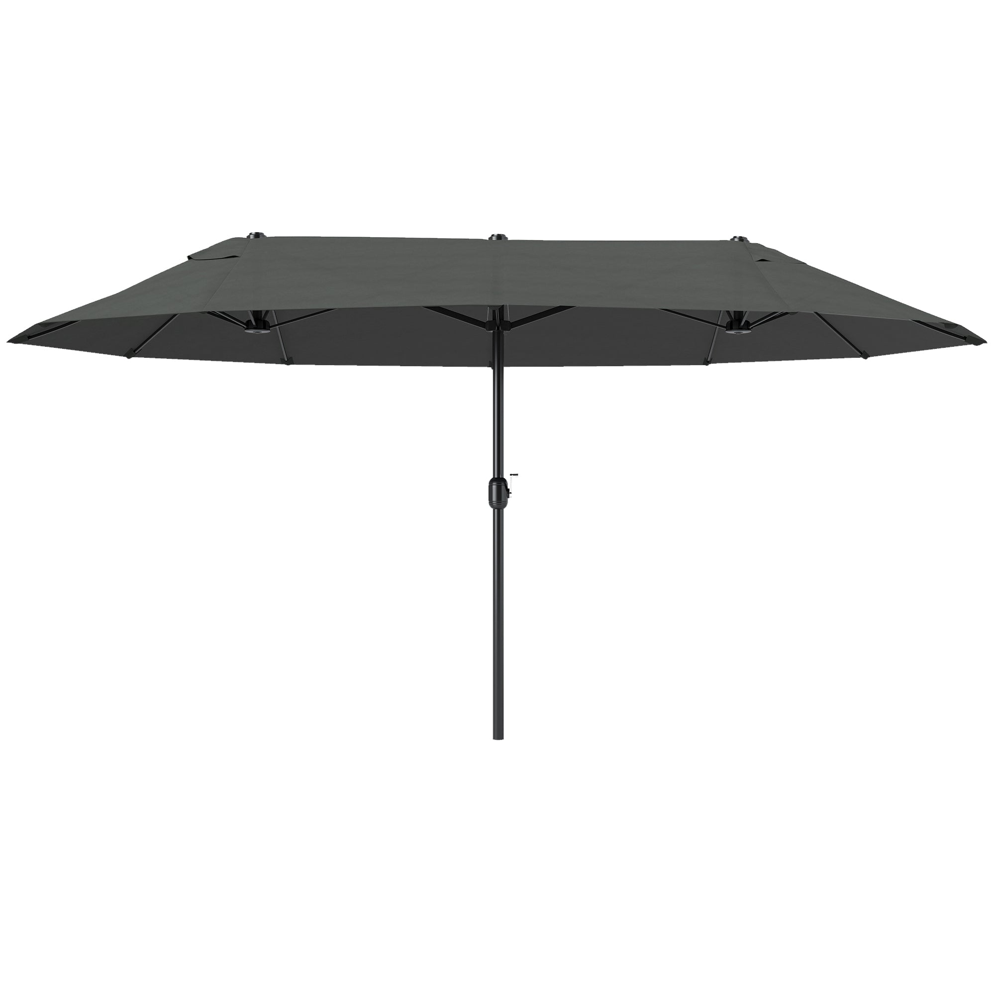Extra Large 15 ft Patio Umbrella, Double-Sided Wide Outdoor Umbrella with Crank Handle and Air Vents for Backyard, Deck, Pool, Market, Gray