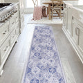 2x10 Low-Pile Non-Slip Non-Shedding Washable Area Rug, Kid and Pet Friendly, Foldable Carpet for Bedroom, Kitchen, Dining Room, Blue