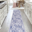 2x10 Low-Pile Non-Slip Non-Shedding Washable Area Rug, Kid and Pet Friendly, Foldable Carpet for Bedroom, Kitchen, Dining Room, Blue