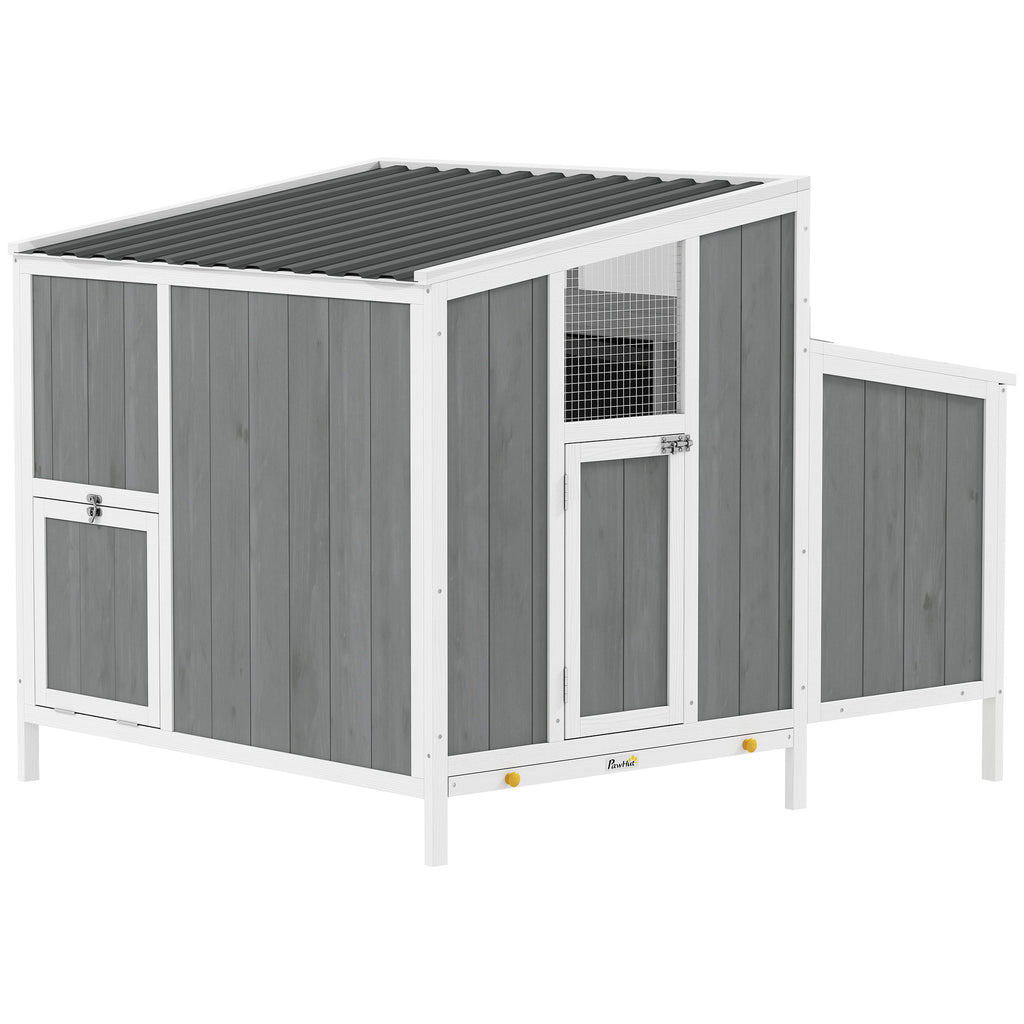 Chicken Coop, Wooden Chicken House for 4-6 Hens, Outdoor Hen House with Nesting Box, Pull-Out Tray and Weatherproof Roof