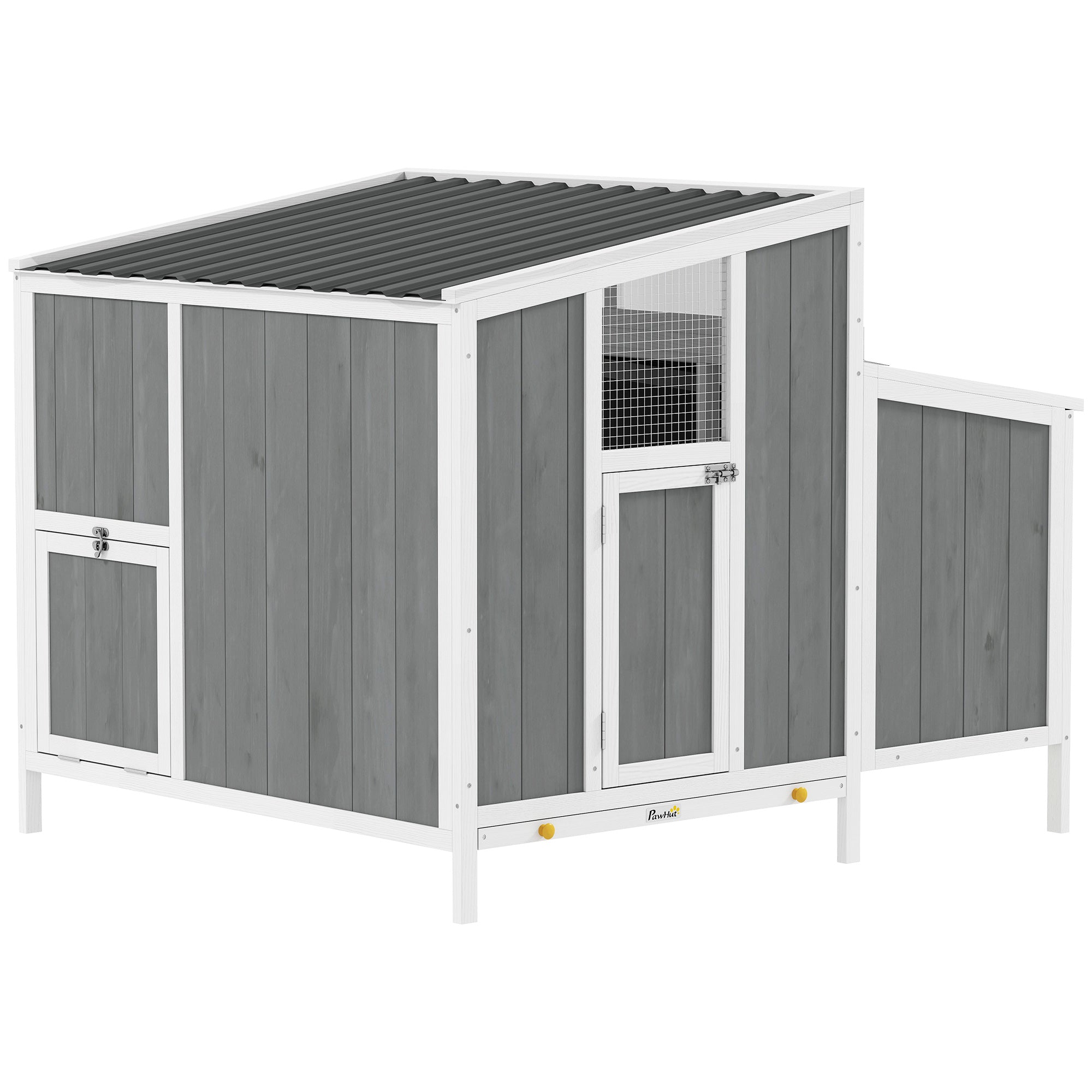 Chicken Coop, Wooden Chicken House for 4-6 Hens, Outdoor Hen House with Nesting Box, Pull-Out Tray and Weatherproof Roof