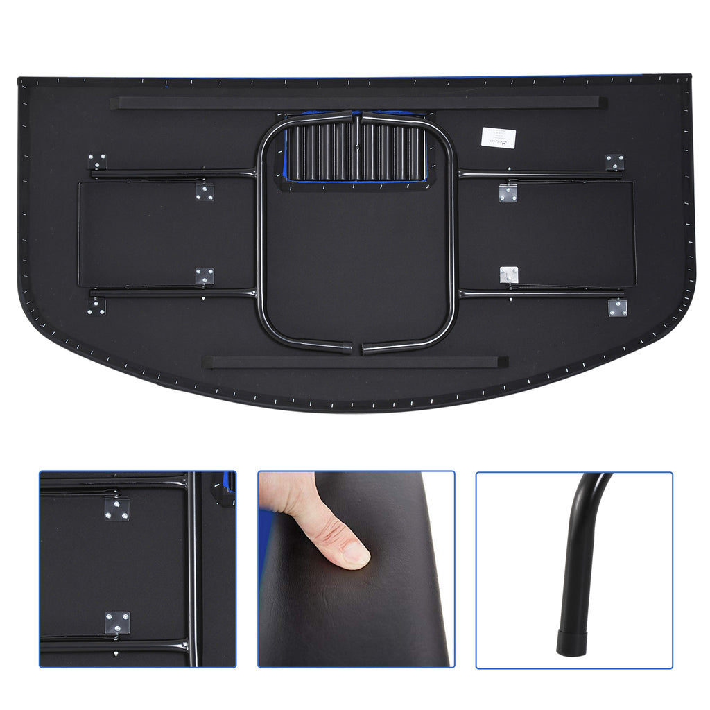 Poker Table Foldable, 72" Blackjack Table for 7 Players with Chip & Cup Holder, Blue Felt